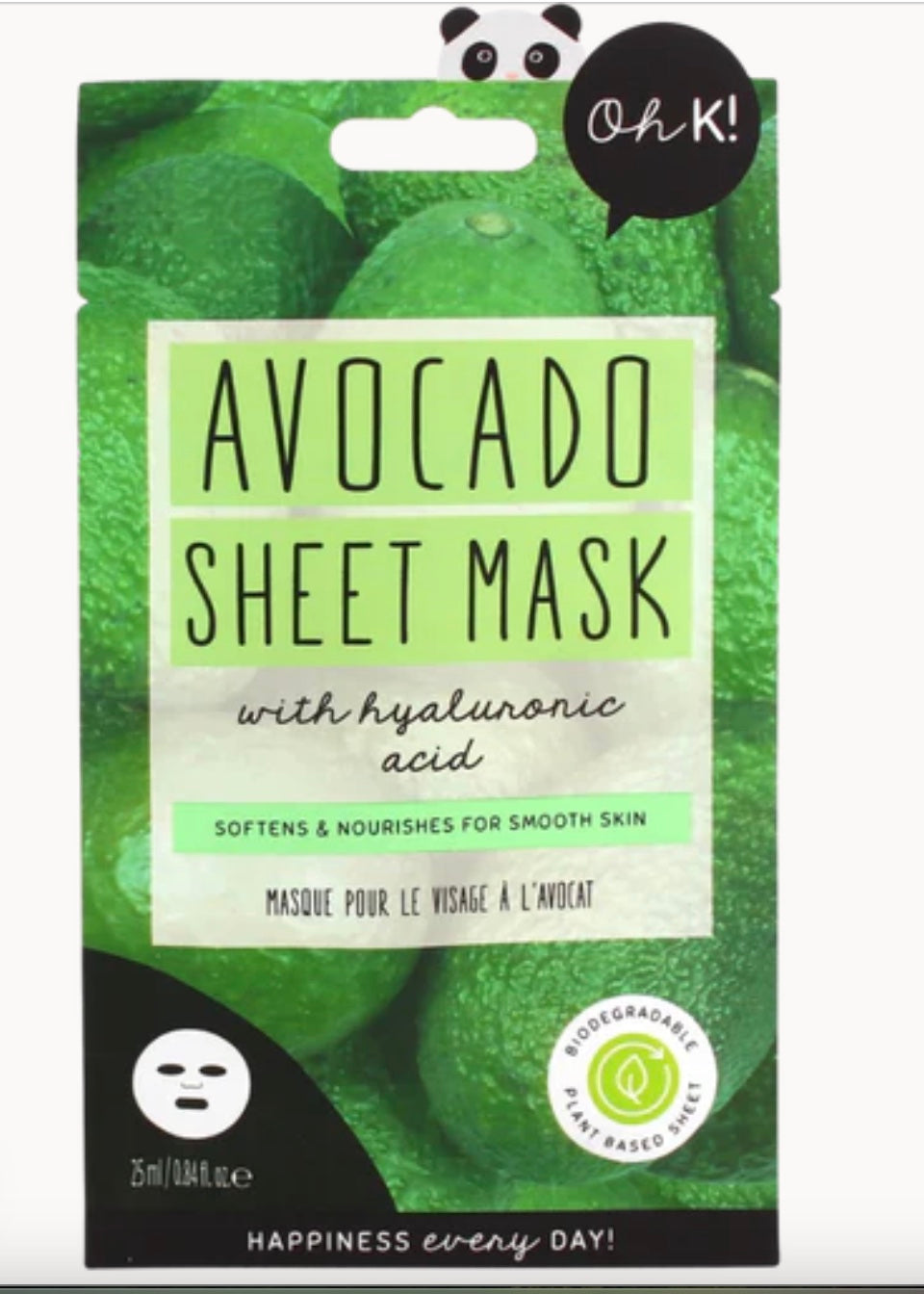avocado sheet mask for face with hyaluronic acid