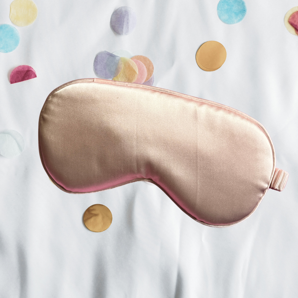 Pink silk sleep mask