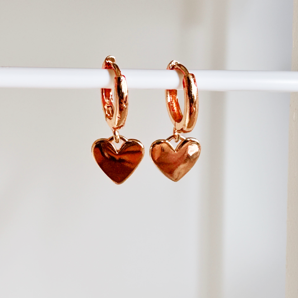 Rose Gold Plated Heart Huggies