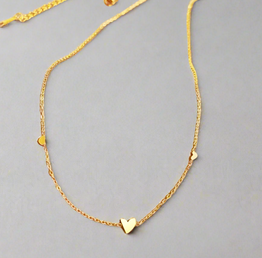 Triple Heart Gold Necklace