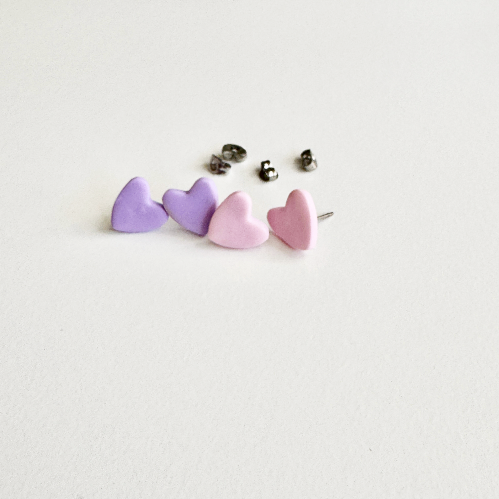 Pink & Purple Heart Earrings