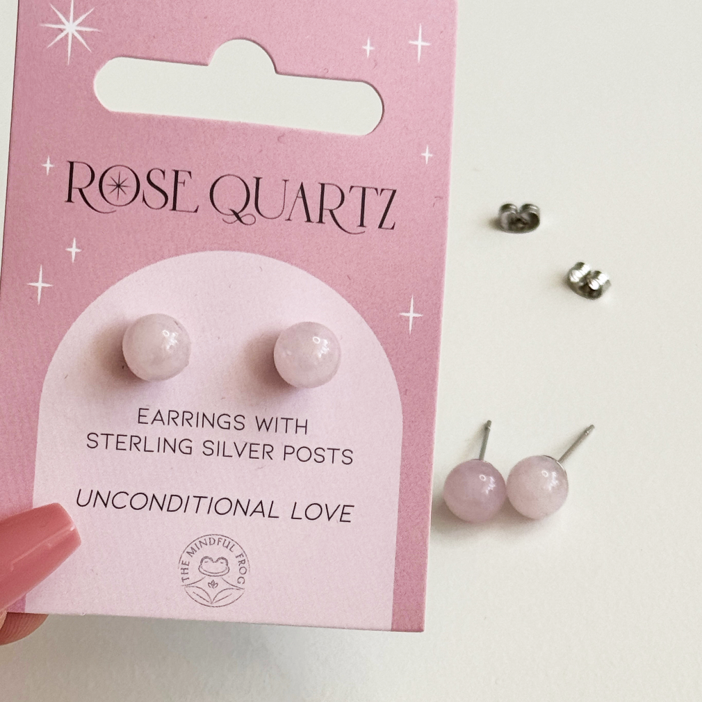 Rose Quartz Semi Precious Crystal Earrings